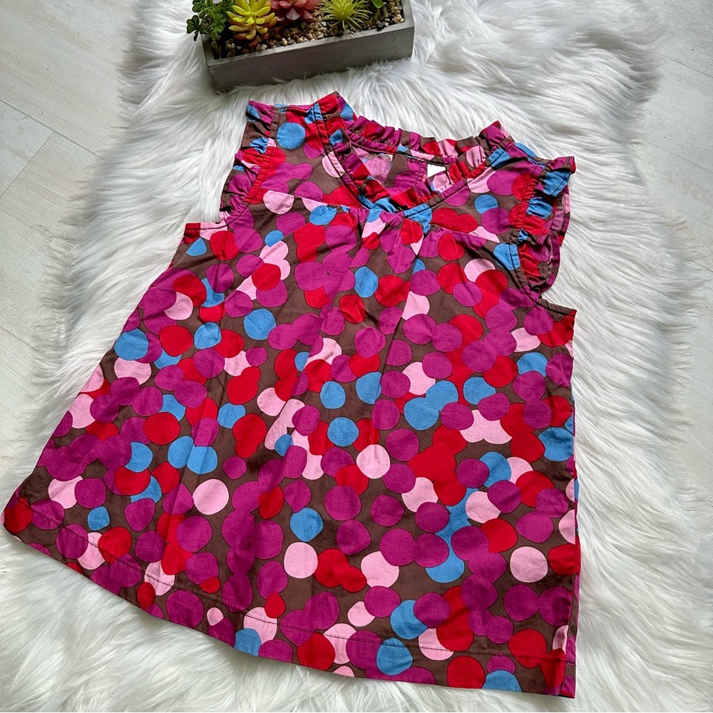 5x$25 Hanna Andersson Sleeveless Loose Fit 100% Cotton Polka Dot V Neck Top, 8